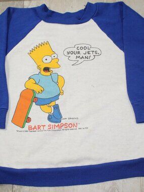 ''Cool Your Jets Man '' 90's Bart Simpson Youths Sweat Shirt Blue